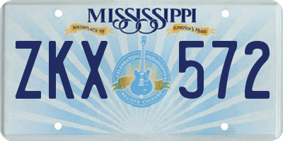 MS license plate ZKX572