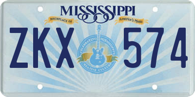 MS license plate ZKX574