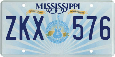 MS license plate ZKX576
