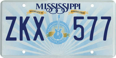 MS license plate ZKX577