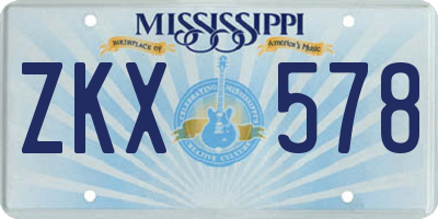 MS license plate ZKX578