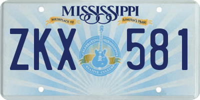 MS license plate ZKX581