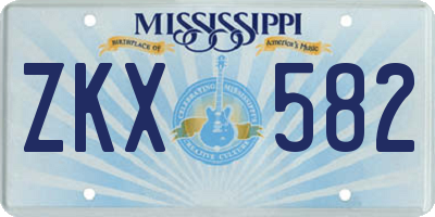 MS license plate ZKX582