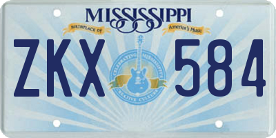 MS license plate ZKX584