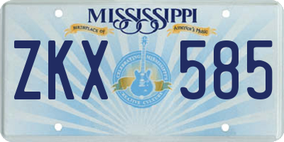 MS license plate ZKX585