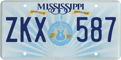 MS license plate ZKX587