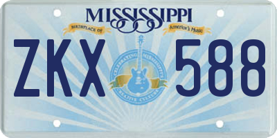 MS license plate ZKX588