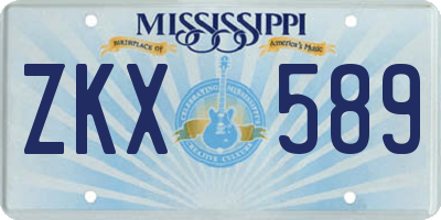 MS license plate ZKX589