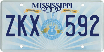 MS license plate ZKX592