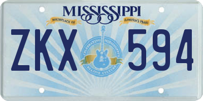 MS license plate ZKX594