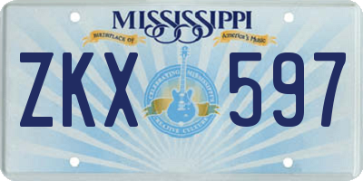 MS license plate ZKX597