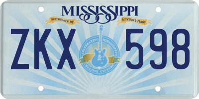 MS license plate ZKX598