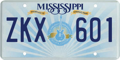 MS license plate ZKX601