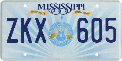 MS license plate ZKX605