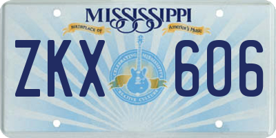 MS license plate ZKX606