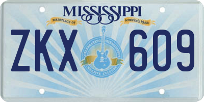 MS license plate ZKX609