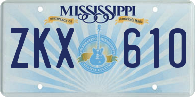 MS license plate ZKX610