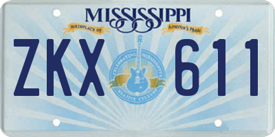 MS license plate ZKX611