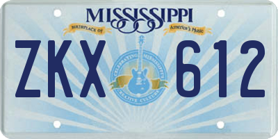 MS license plate ZKX612