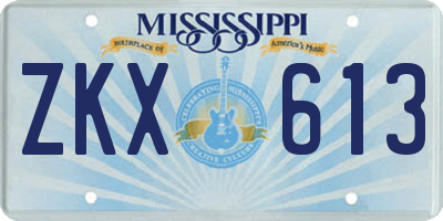 MS license plate ZKX613