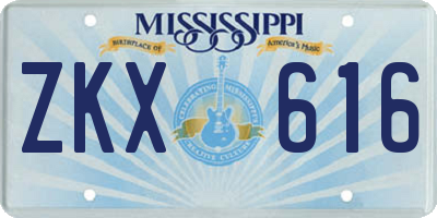 MS license plate ZKX616