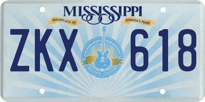 MS license plate ZKX618