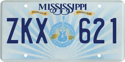 MS license plate ZKX621