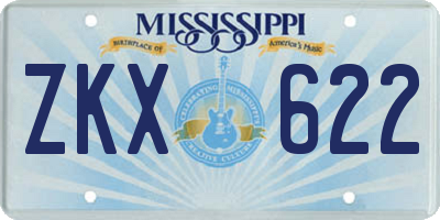 MS license plate ZKX622