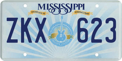 MS license plate ZKX623
