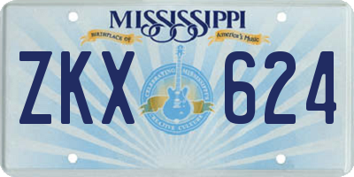 MS license plate ZKX624