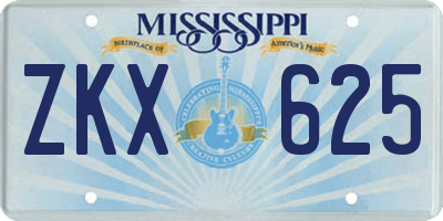 MS license plate ZKX625
