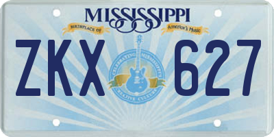 MS license plate ZKX627