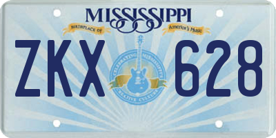 MS license plate ZKX628
