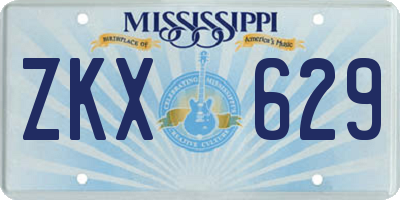 MS license plate ZKX629