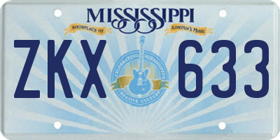 MS license plate ZKX633