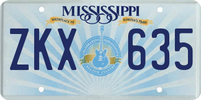 MS license plate ZKX635
