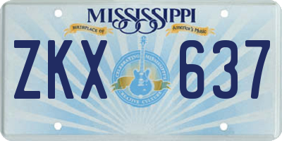 MS license plate ZKX637