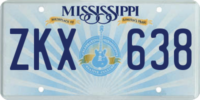 MS license plate ZKX638