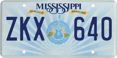 MS license plate ZKX640