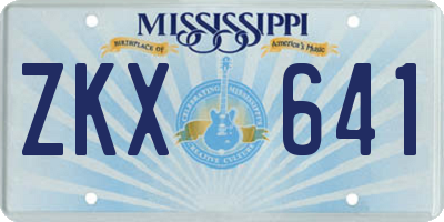 MS license plate ZKX641
