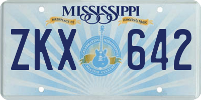 MS license plate ZKX642