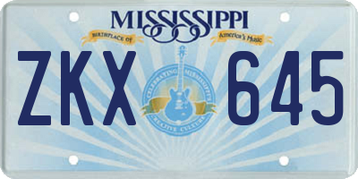 MS license plate ZKX645
