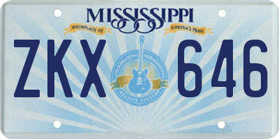 MS license plate ZKX646