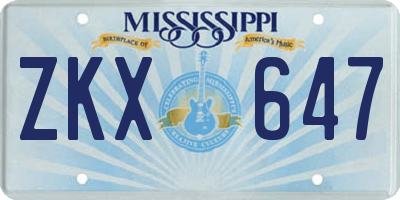 MS license plate ZKX647