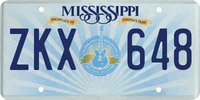 MS license plate ZKX648