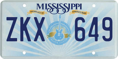 MS license plate ZKX649