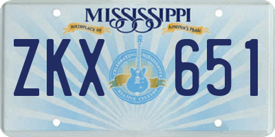 MS license plate ZKX651