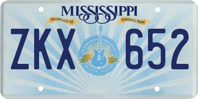 MS license plate ZKX652