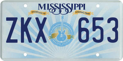 MS license plate ZKX653