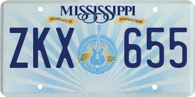 MS license plate ZKX655